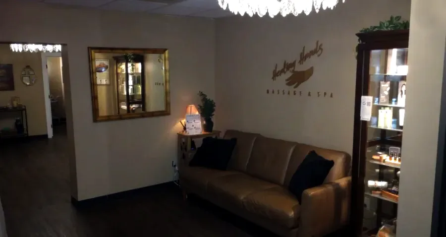Healing Hands reception desk and product display